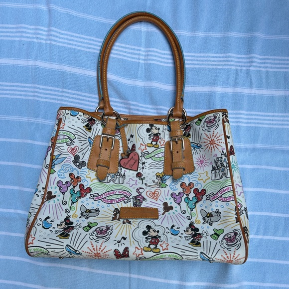 Disney Dooney & Bourke Multi Character Tote with Brown Handles - Picture 1 of 16